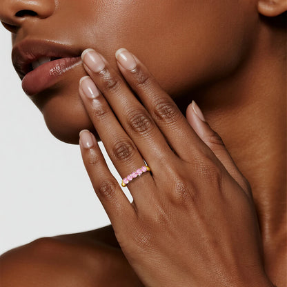 14K Gold Filled Pink Moissanite Rings 5 Stone D VVS1 for Women Man with 1/20th 14 Karat Gold Engagement Wedding Jewelry