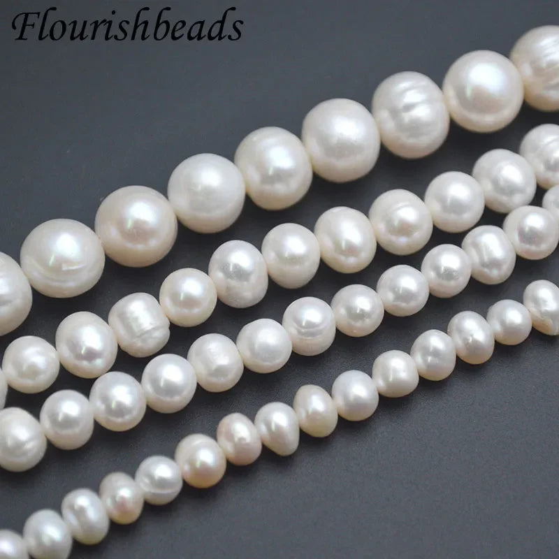Middle Quality Cheap 5~11mm White Natural Freshwater Pearls Potato Oval Shape Round Beads For Jewelry Making