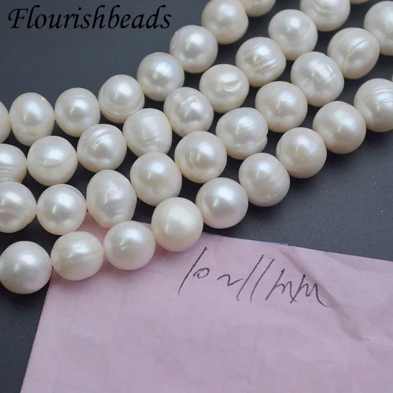 Middle Quality Cheap 5~11mm White Natural Freshwater Pearls Potato Oval Shape Round Beads For Jewelry Making