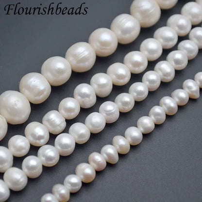 Middle Quality Cheap 5~11mm White Natural Freshwater Pearls Potato Oval Shape Round Beads For Jewelry Making