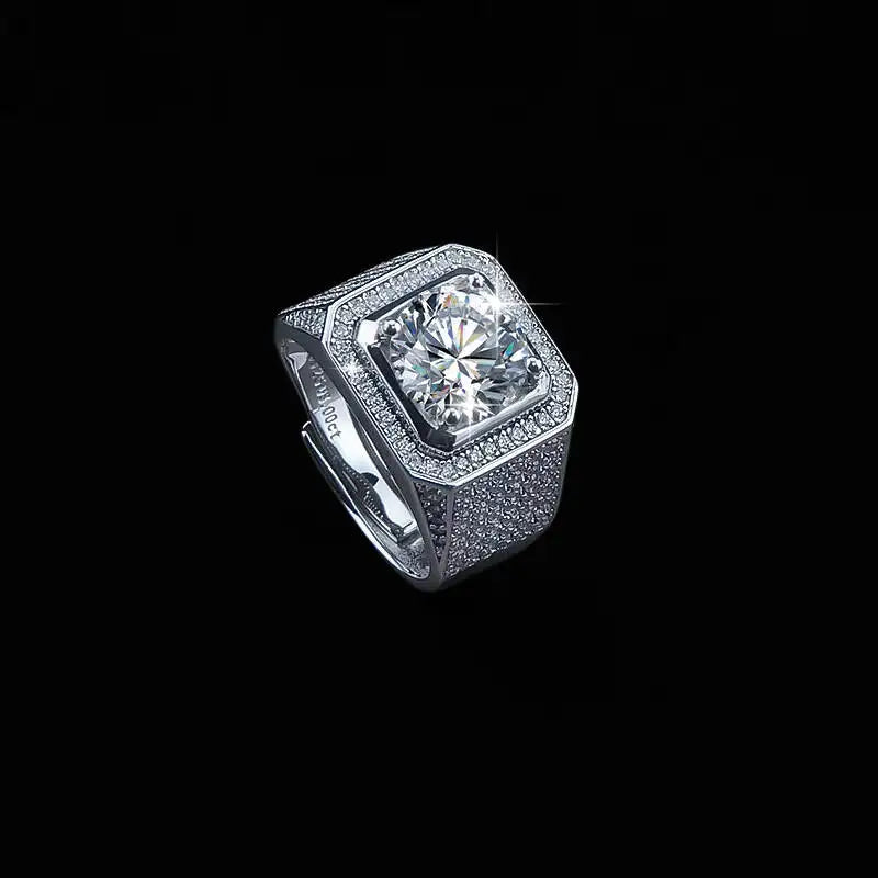 TY S925 Sterling Silver 14K Gold Male 1-3ct Lab Dia Moissanite Ring Sterling Sier Jewelry Party Wedding Band Rings For Men